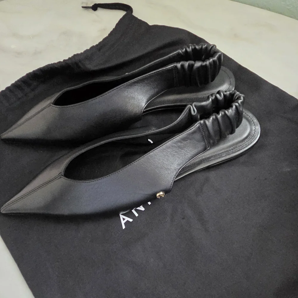 Anine Bing Hilda Slingback Black Leather Flats - Picture 6 of 12